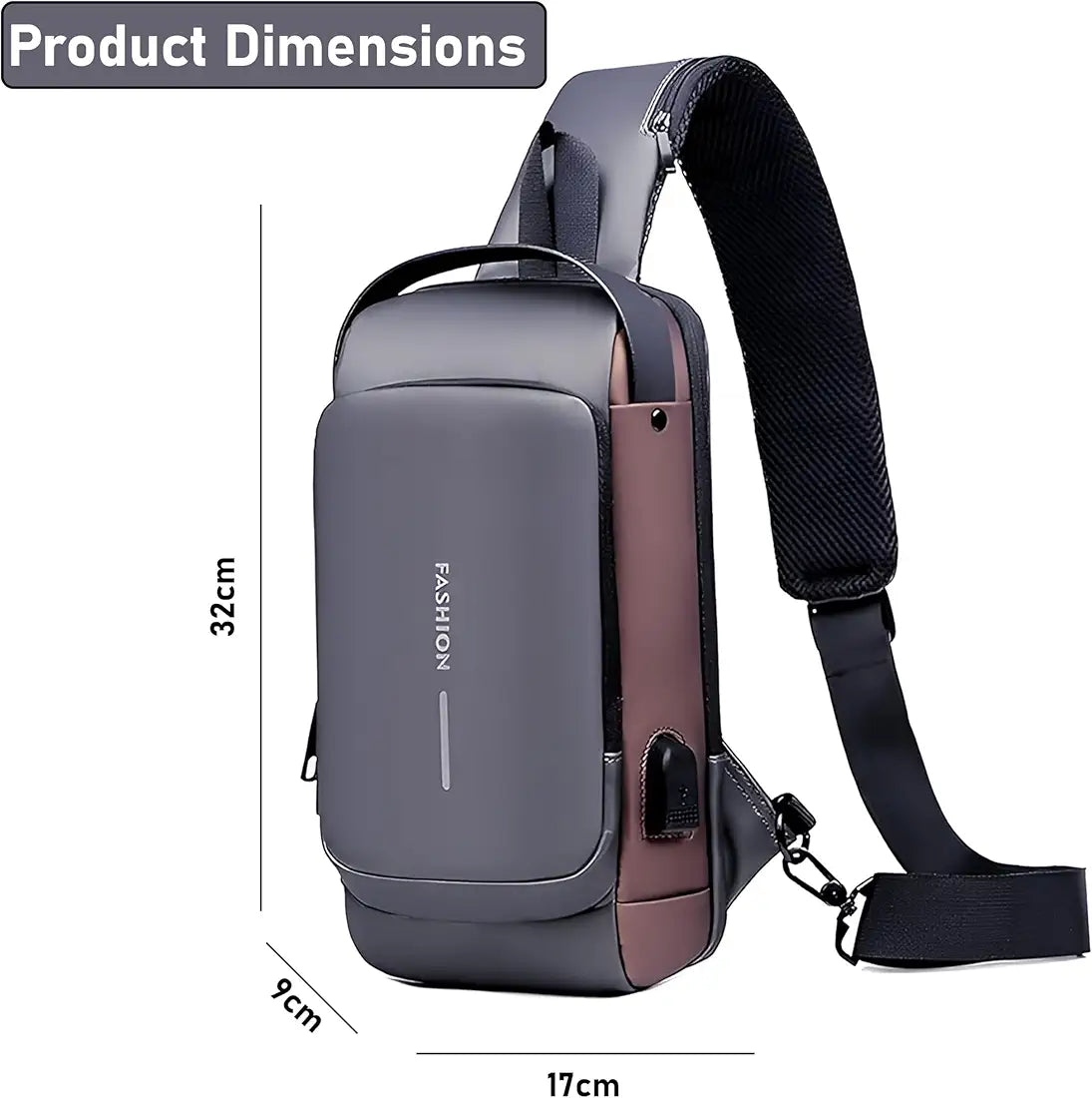 Anti-Theft Sling Bag for Men | Customized Crossbody Side Bag Waterproof Backpack with Built-in Lock & USB Charging Port