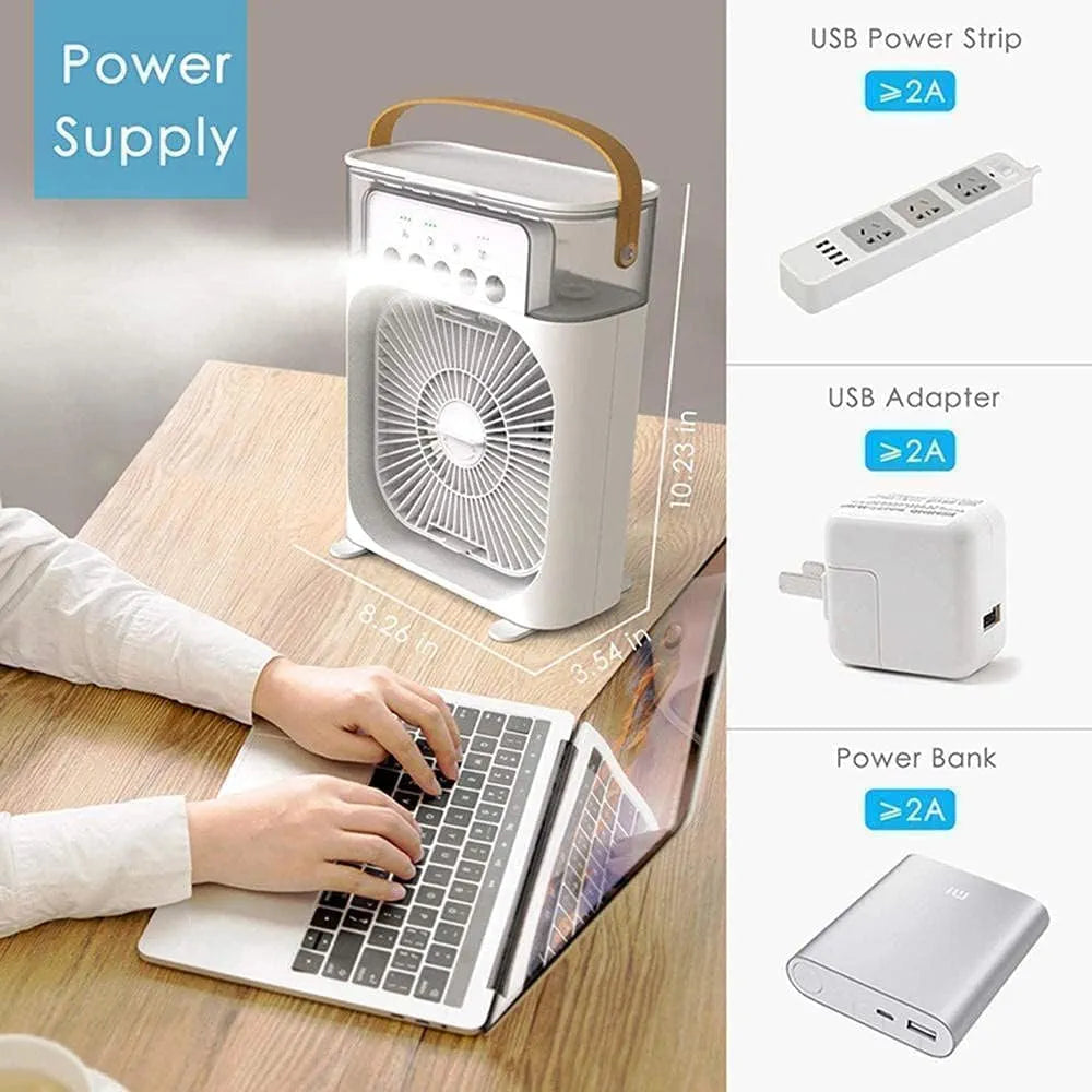 Multifunctional Portable Desktop Fan with Humidifier & LED Light